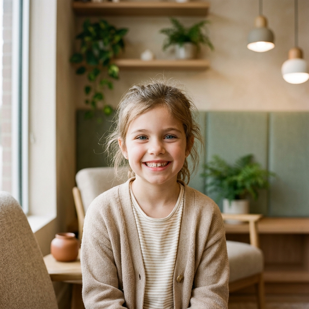 Smiling child receiving gentle pediatric dental care